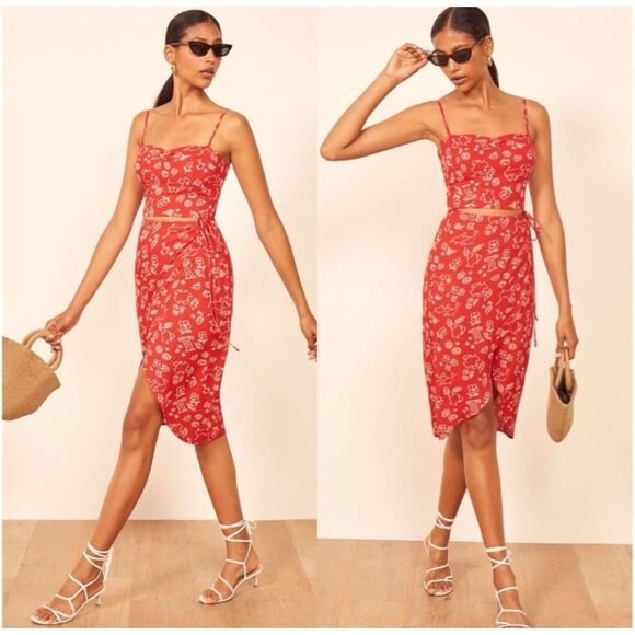 Reformation Dresses & Skirts - Reformation Amora Wrap Skirt Cut Out Dress